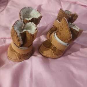 Cozy Brown  Small Pup Velcro Booties Sz 3